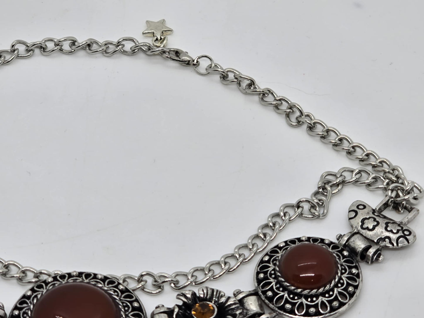 Silver Medallion with Brown Centers Choker/Boot Bling (8908)