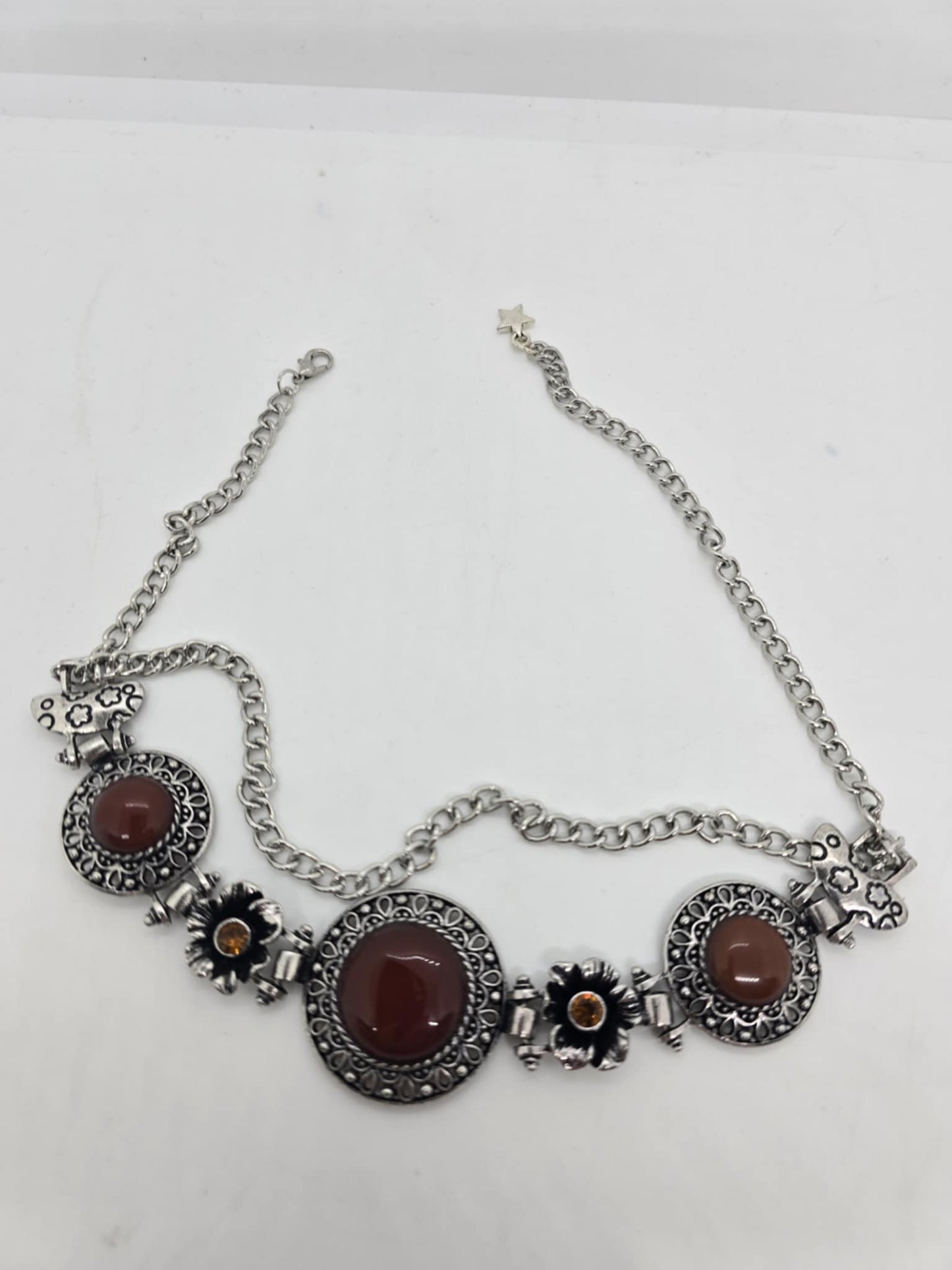 Silver Medallion with Brown Centers Choker/Boot Bling (8908)