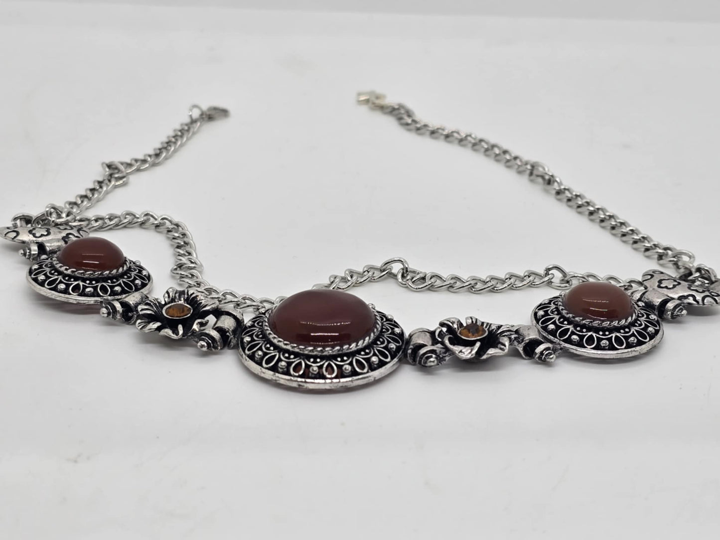 Silver Medallion with Brown Centers Choker/Boot Bling (8908)