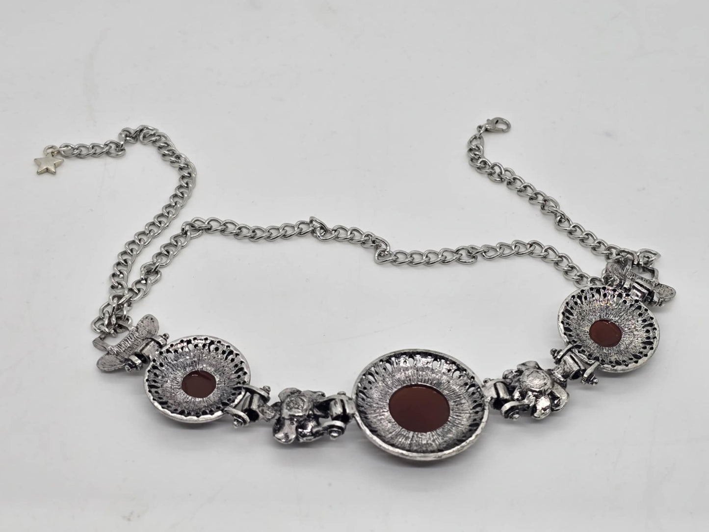 Silver Medallion with Brown Centers Choker/Boot Bling (8908)