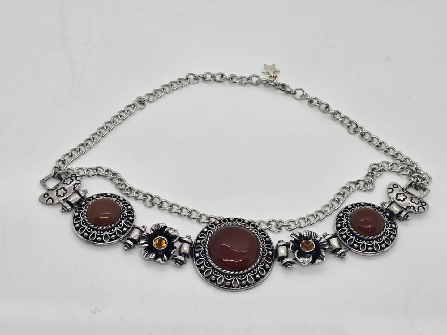 Silver Medallion with Brown Centers Choker/Boot Bling (8908)