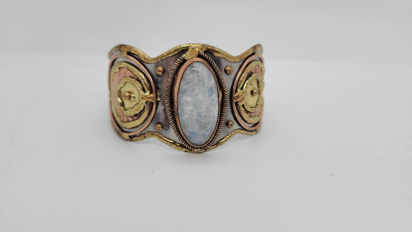 Opal Like Stone Cuff Bracelet (sku8970e)