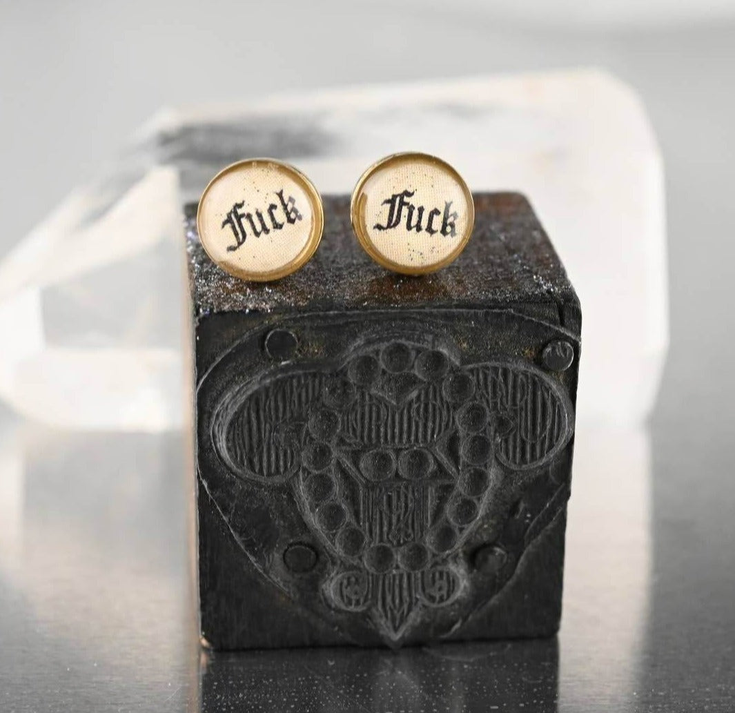 Tiny F*** Stud Earring (Sku8995)