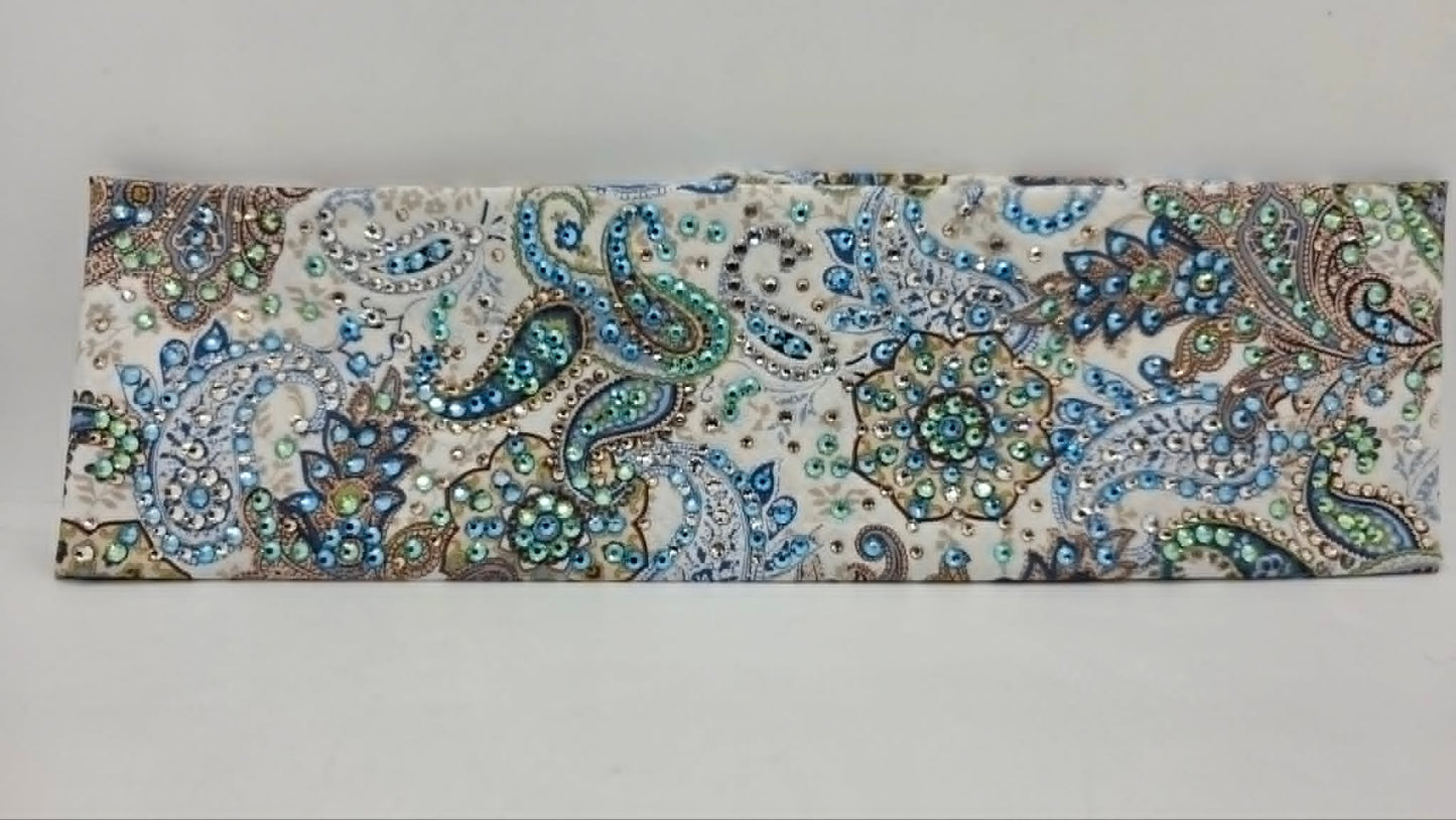 Super LeeAnnette Blue Flowers Bandana with Peridot Shimmer, Blue Shimmer, Honey and Diamond Clear Austrian Crystals (S48170)