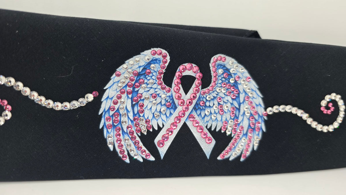 Ribbon and Wings Bandana with Pink and Diamond Clear Austrian Crystals (E60167)