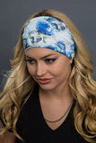 Stretchy Headband Skulls and Blue Roses (Sku5443)