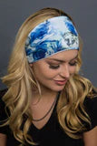 Stretchy Headband Skulls and Blue Roses (Sku5443)