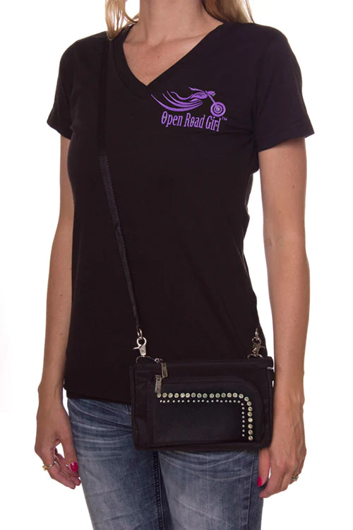 STUDDED DURABLE CANVAS HIP PURSE