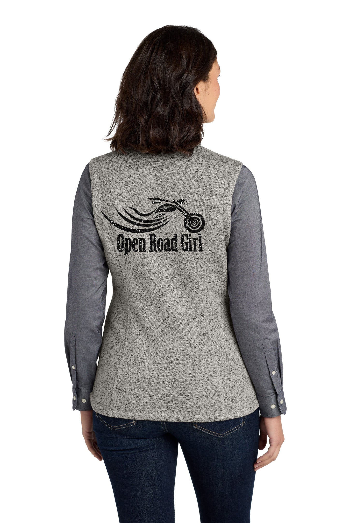 Rally GREY HEATHER Open Road Girl Sweater Fleece Vest