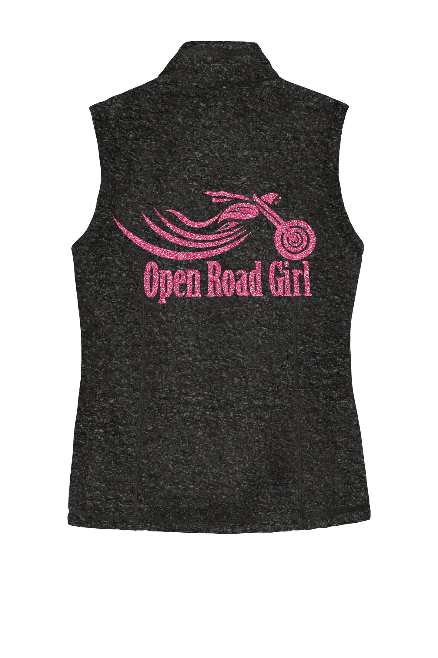 BLACK HEATHER Open Road Girl Sweater Fleece Vest- Choose your logo COLOR!