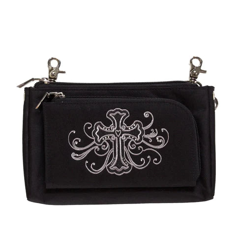 3-IN-1 BELT BAG PHONE HOLDER, CROSSBODY, FANNY PACK, SILVER CROSS PURSE