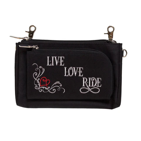 LIVE, LOVE, RIDE DURABLE CANVAS HIP PURSE