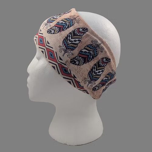 Stretchy Headband Plain Aztec Feather (Sku5458)