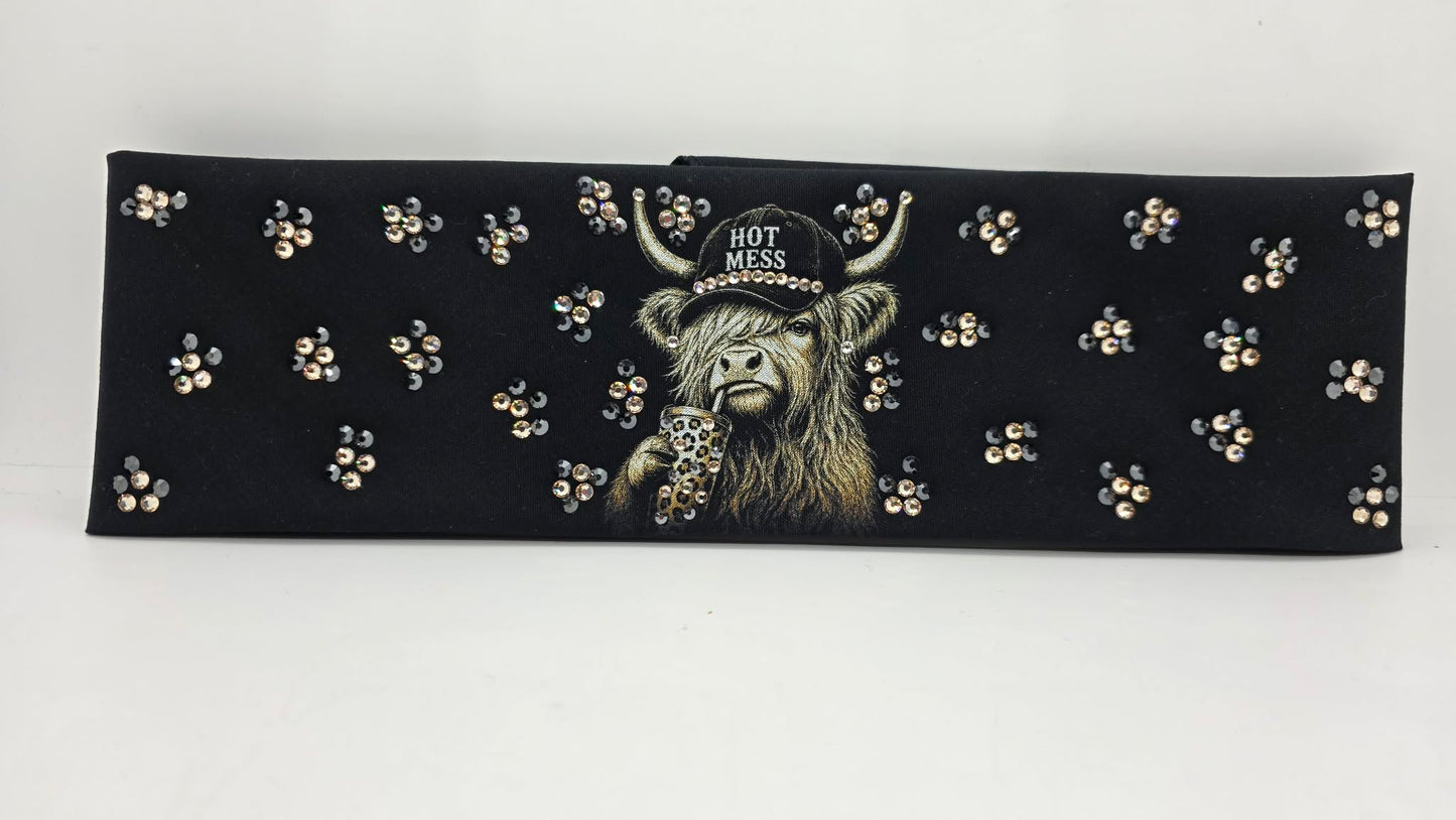 Highlander Cow Bandana with Honey and Black Austrian Crystals (E60156)