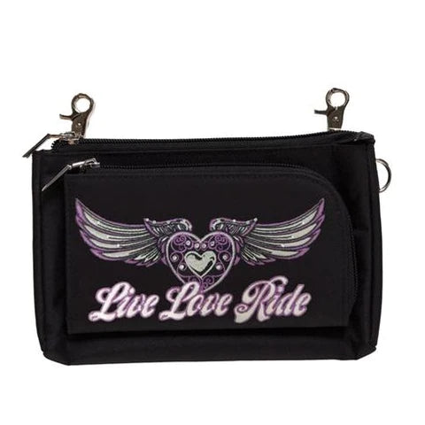 PURPLE WING LIVE LOVE RIDE DURABLE CANVAS HIP PURSE