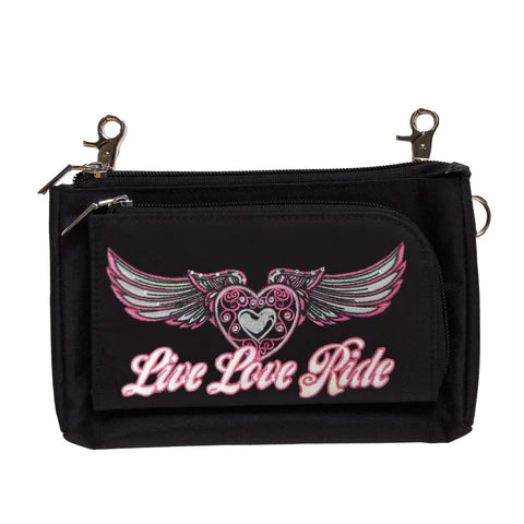 PINK WING LIVE LOVE RIDE DURABLE CANVAS HIP PURSE