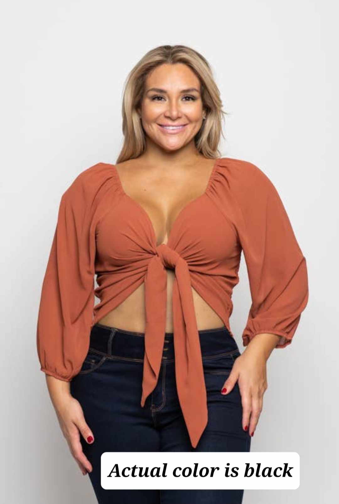Black Tie Front Crop Top