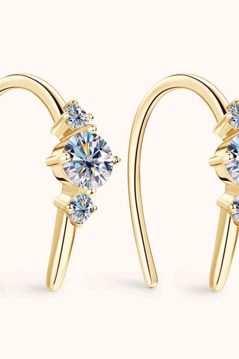 Mini Slider Moissanite 925 Sterling Silver or Gold Earrings Rally