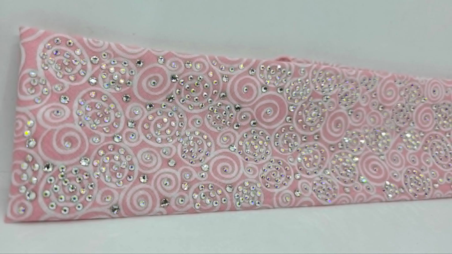 Super LeeAnnette Baby Pink Scrolls Bandana with Aurora Borealis and Diamond Clear Austrian Crystals (S48144)