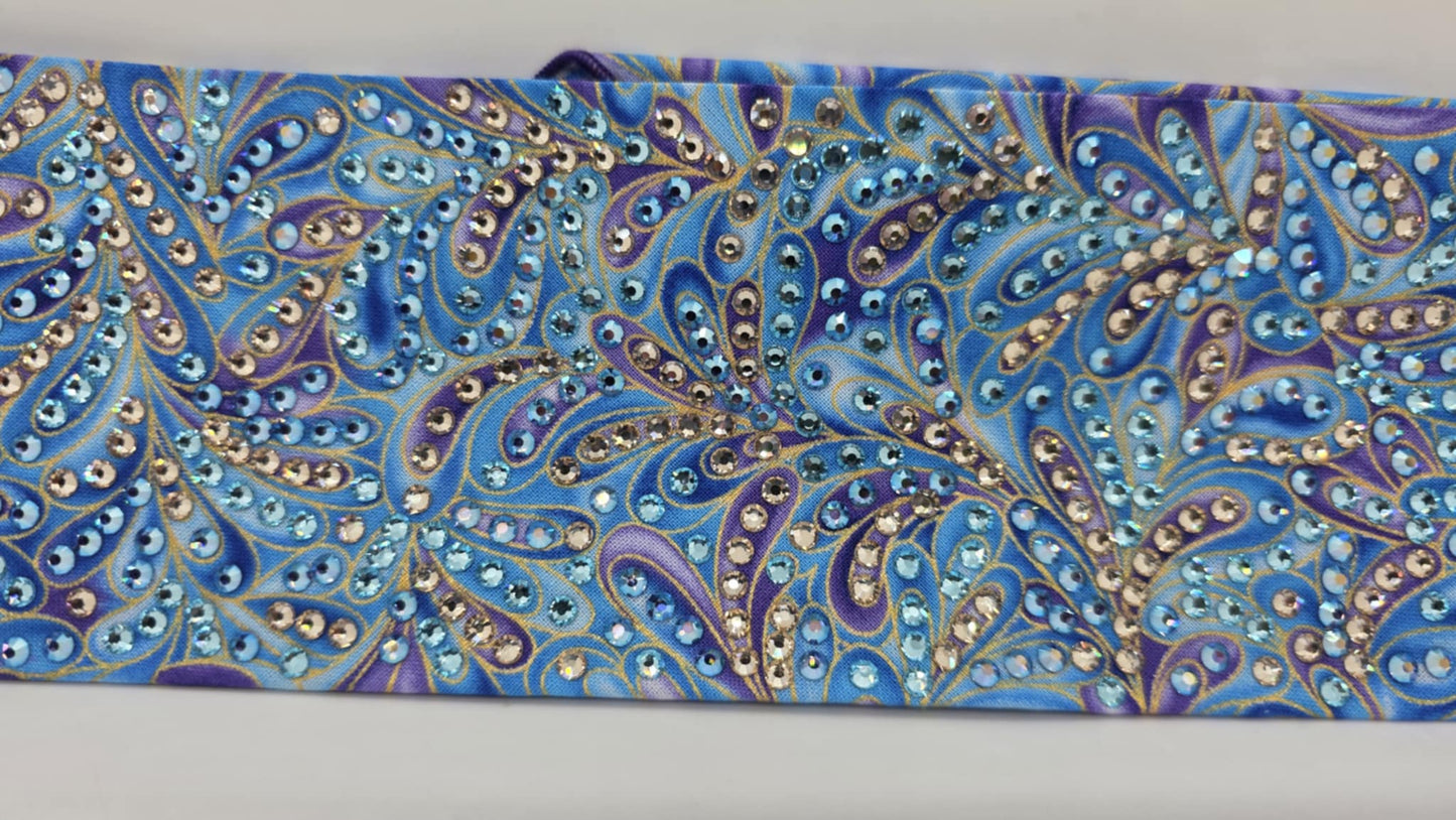 Super LeeAnnette Aqua Leaves Bandana with Aqua, Honey and Blue Violet Shimmer Austrian Crystals (sku40086)