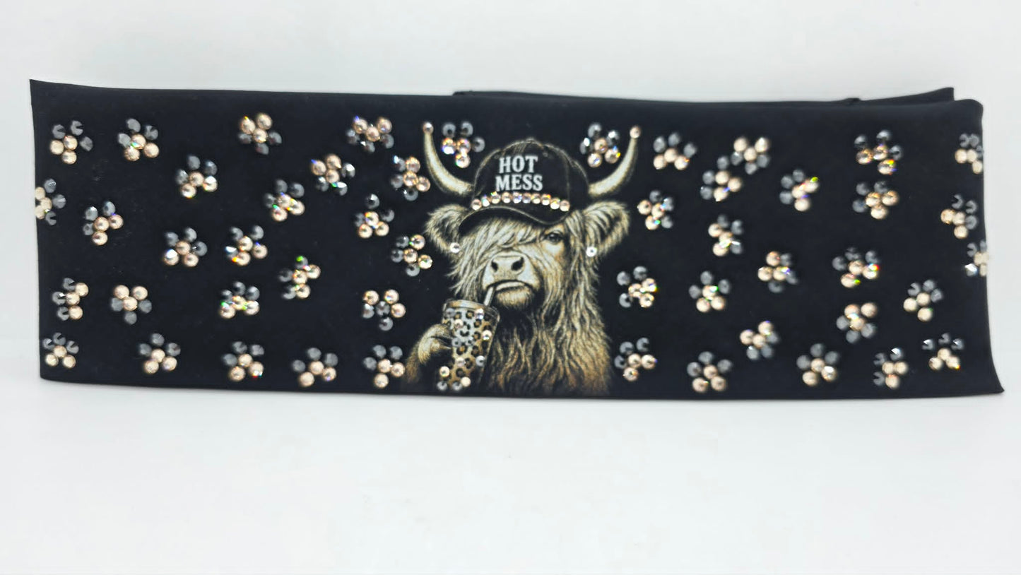 LeeAnnette Highlander Cow Bandana with Honey and Black Austrian Crystals (L40268)