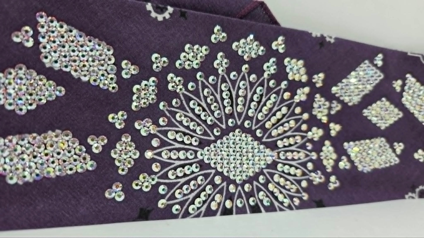 Super LeeAnnette Plum Paisley Bandana with Aurora Borealis Austrian Crystals (S48146)