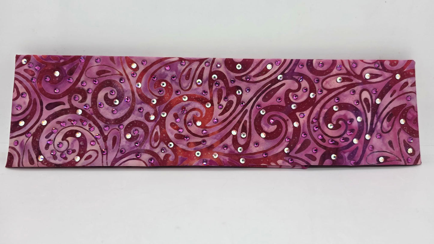 Pink Batik Bandana with Fuchsia and Aurora Borealis Austrian Crystals (E60120)