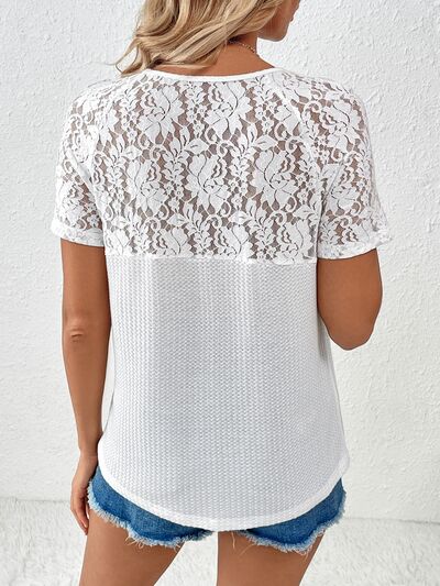 Rally Lace Detail V-Neck Short Sleeve T-Shirt