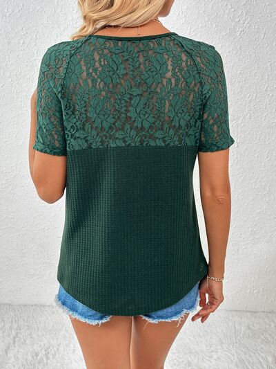 Rally Lace Detail V-Neck Short Sleeve T-Shirt