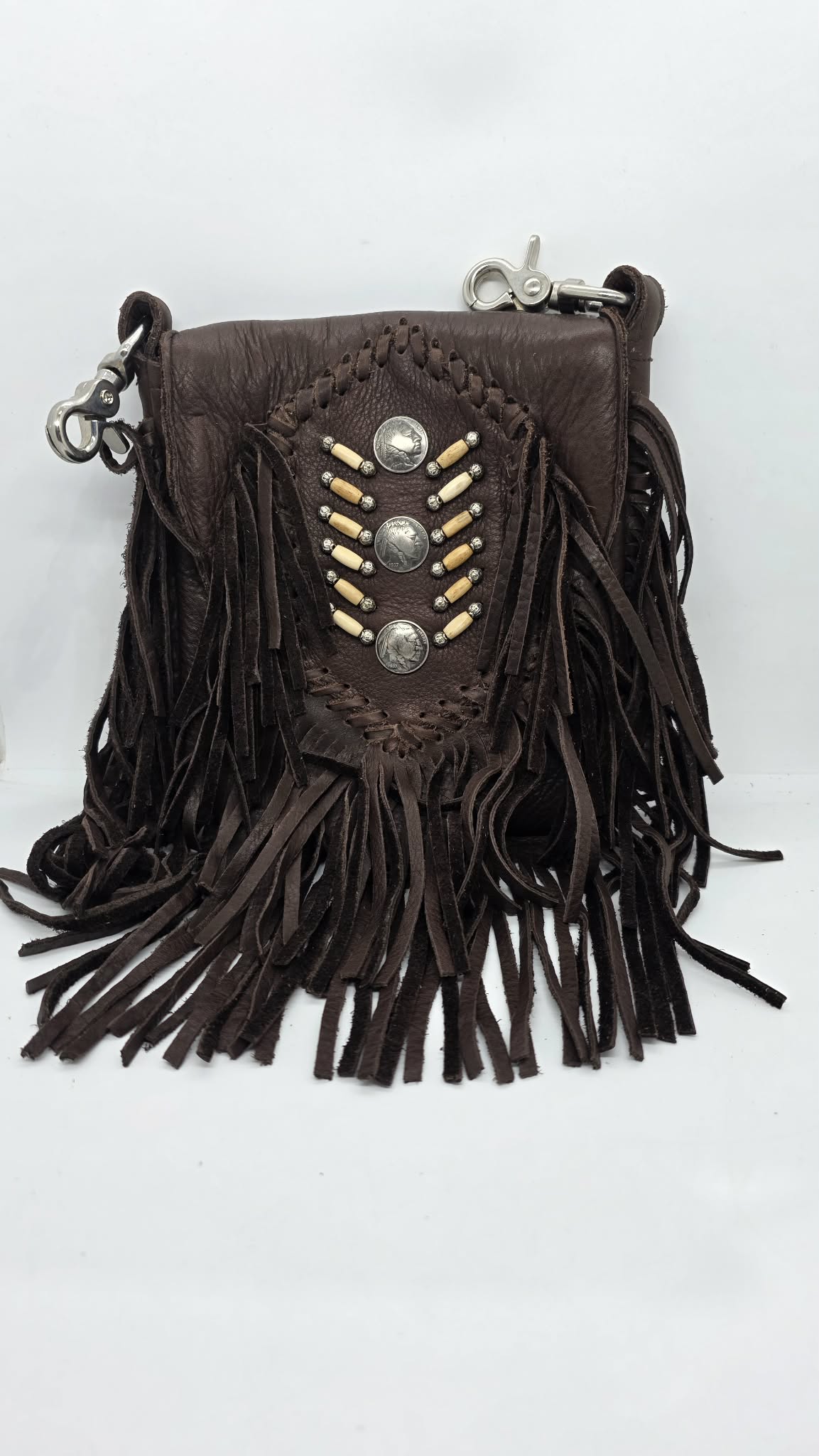 Brown Buck Skin Purse with Indian head