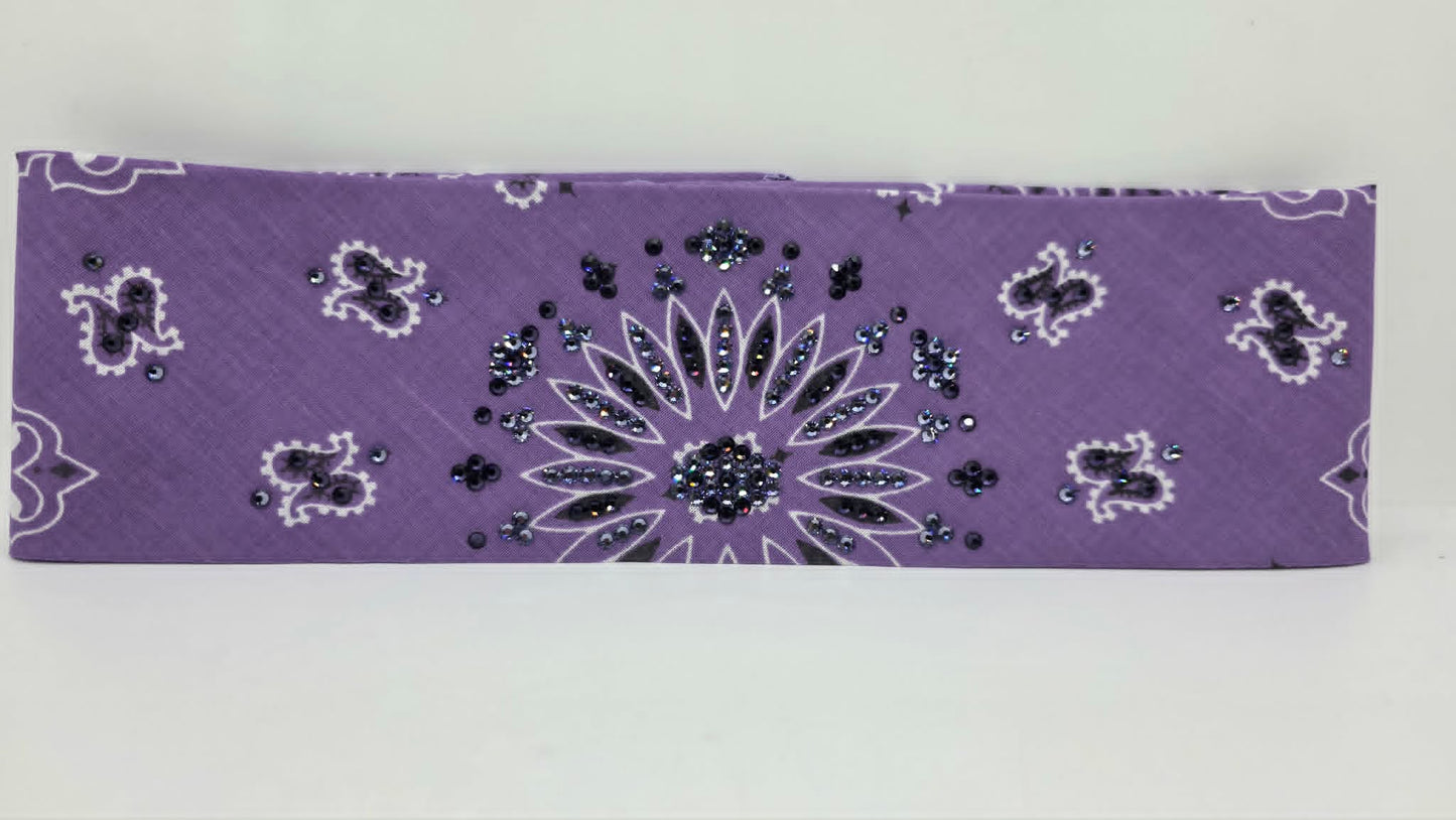 Lavender Paisley Bandana with Purple Velvet and Lavender Austrian Crystals (E60154)