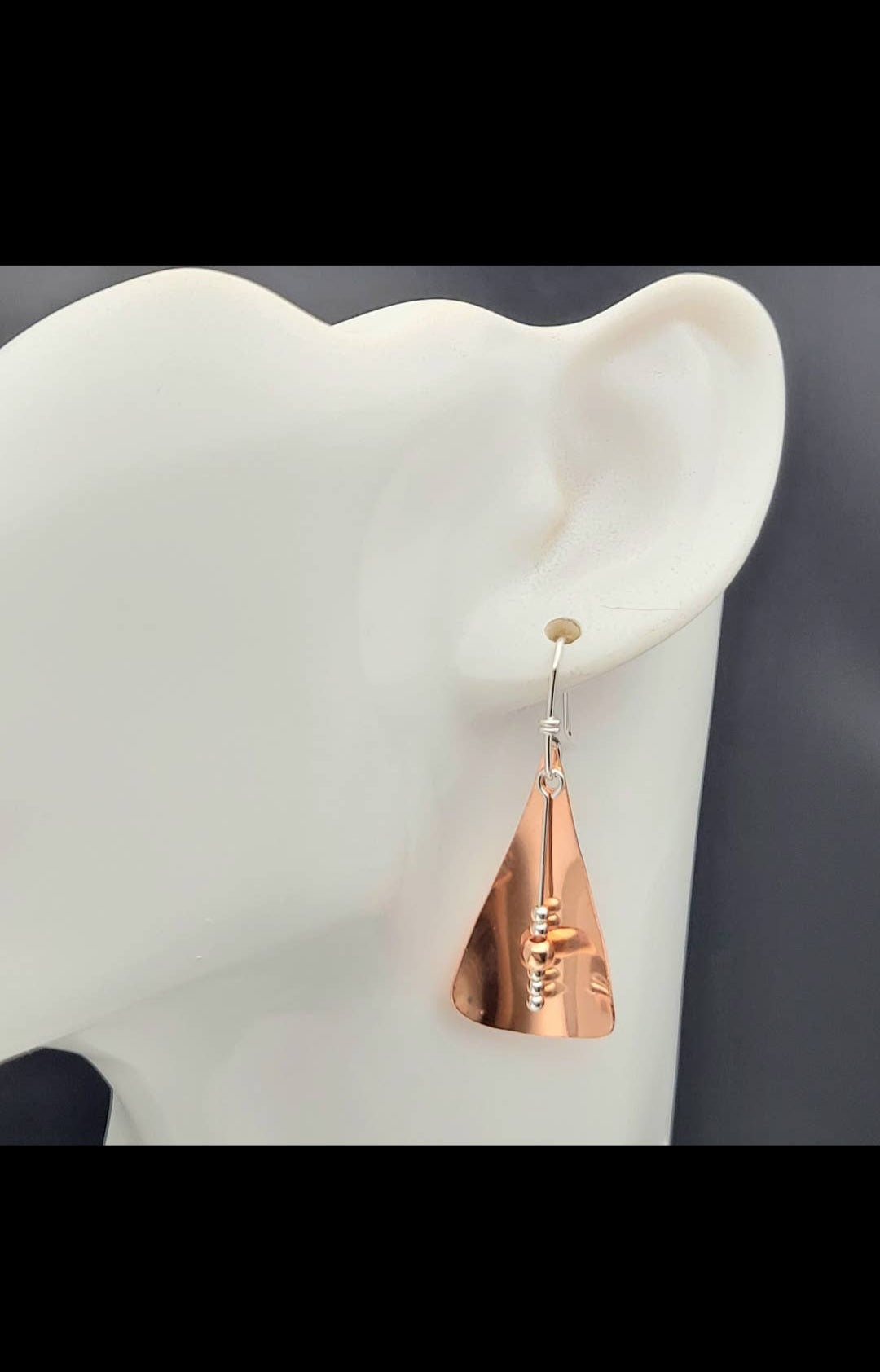 Modern Shiny Copper and Sterling Silver Earrings (Sku8701)