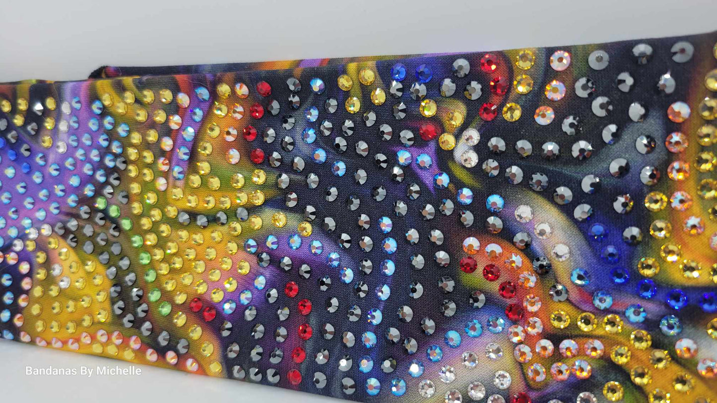 Super LeeAnnette Bandana Dark Waves with Multiple Colors of Austrian Crystals (Skus-9023)