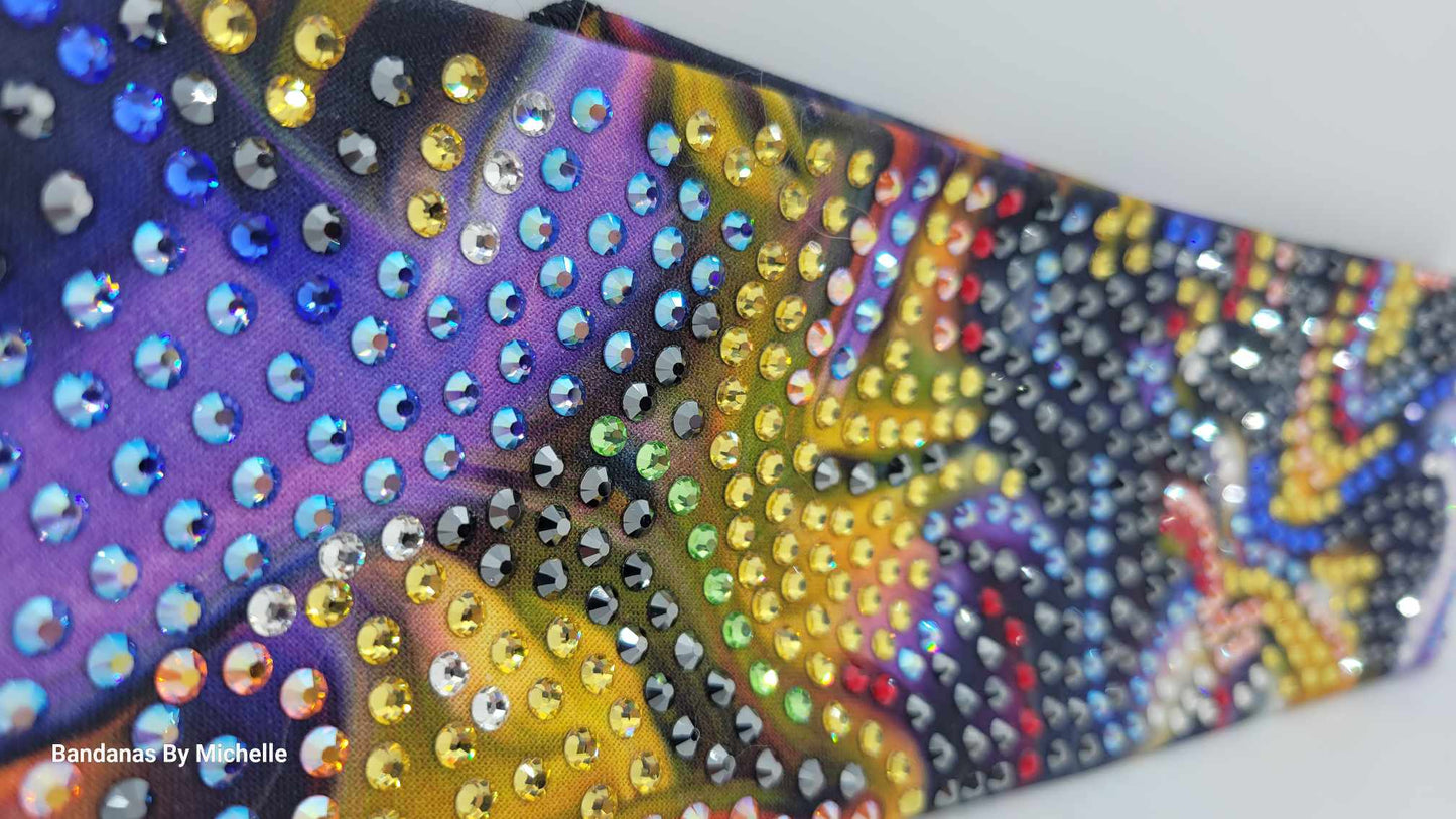 Super LeeAnnette Bandana Dark Waves with Multiple Colors of Austrian Crystals (Skus-9023)