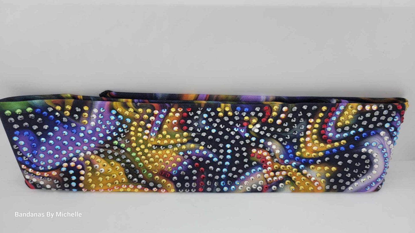 Super LeeAnnette Bandana Dark Waves with Multiple Colors of Austrian Crystals (Skus-9023)