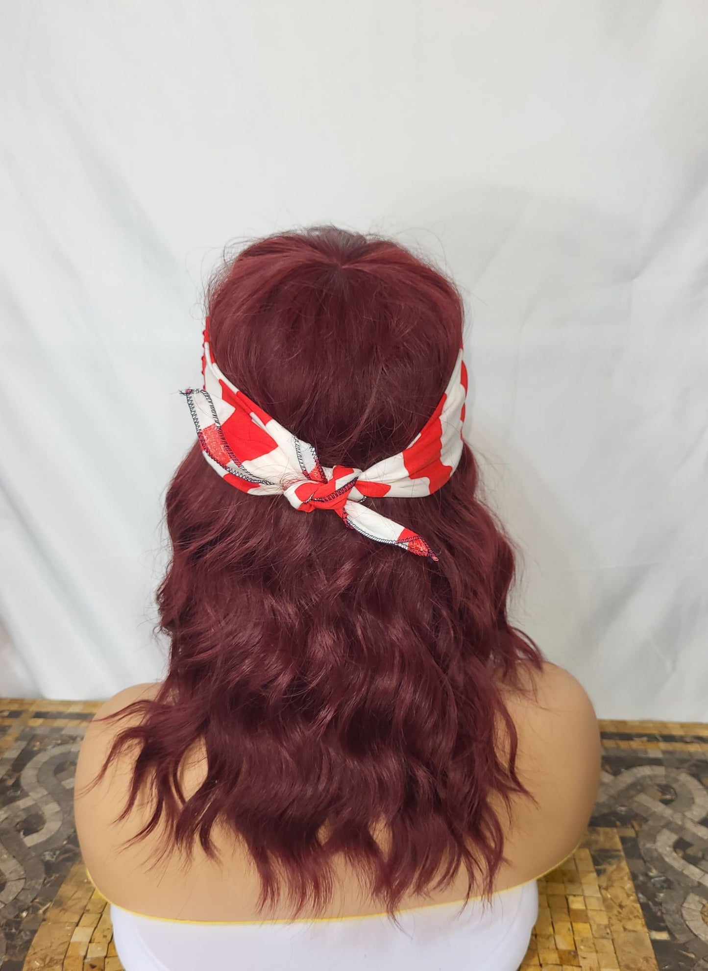 American Flag Bandana with Red and Diamond Clear Austrian Crystals (Sku1066)