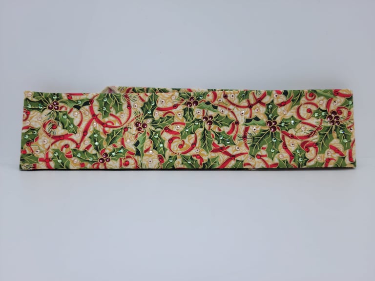 Narrow Holly Bandana with Red, Light Green and Rose Gold Austrian Crystals (Sku1442)