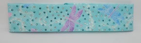 Narrow Turquoise with Purple Dragonflies with Turquoise and Diamond Clear Austrian Crystals (Sku1853)