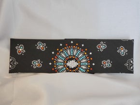 Black Paisley With Turquoise, Orange and Diamond Clear Austrian Crystals (Sku1947)