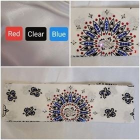 White Paisley Bandana with Red, Blue and Diamond Clear Austrian Crystals (Sku2015)