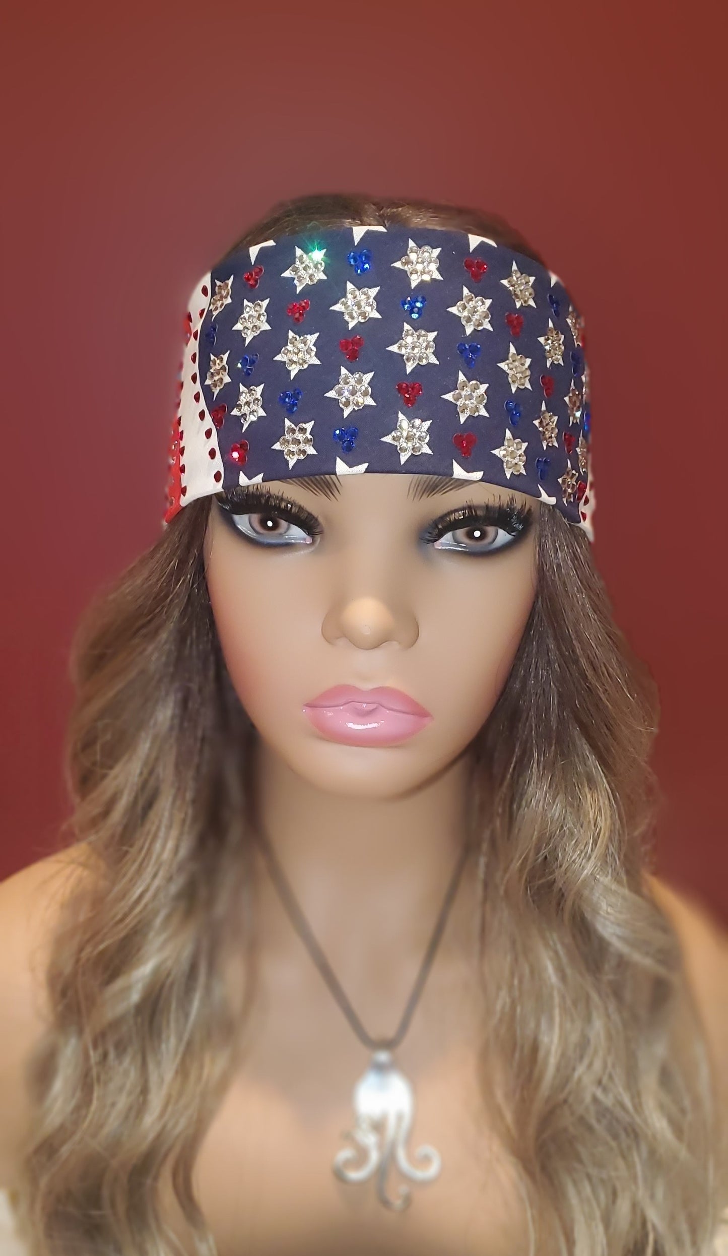LeeAnnette American Flag Bandana Over 300 Austrian crystals (Sku4014)
