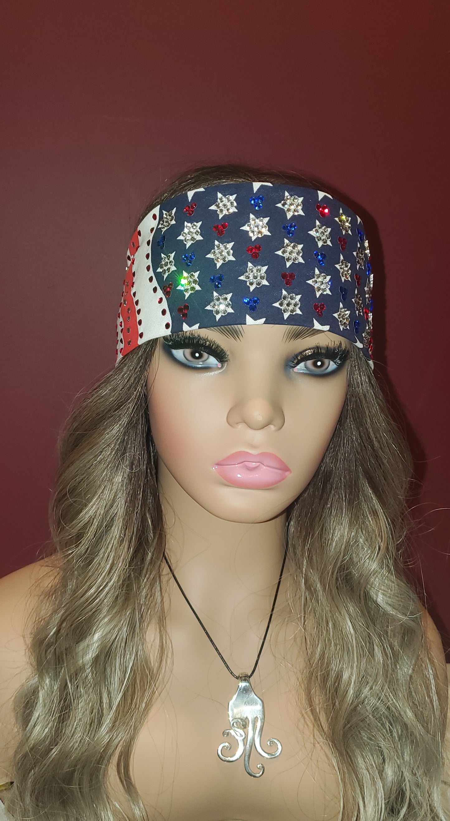 LeeAnnette American Flag Bandana Over 300 Austrian crystals (Sku4014)
