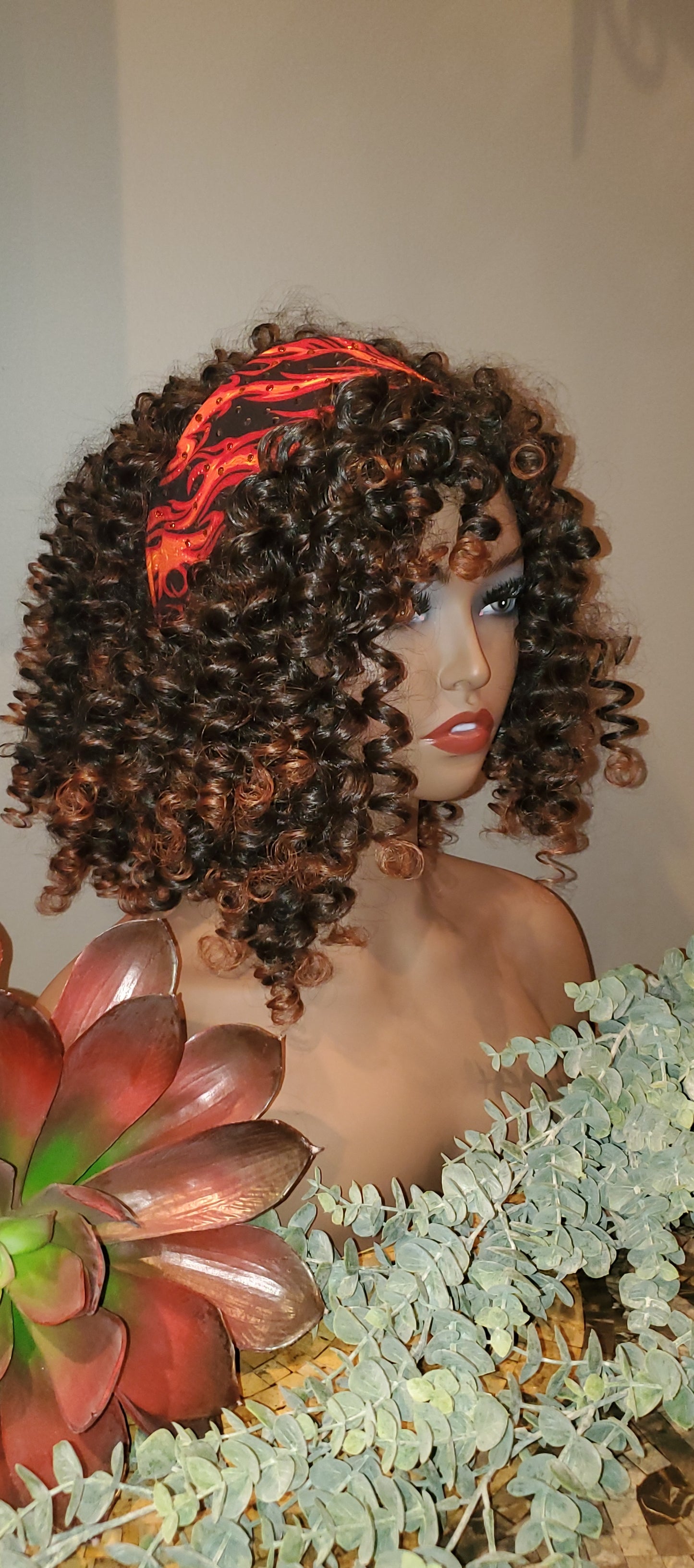 Flame Bandana with Black and Orange Austrian Crystals (SKU 9305)