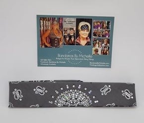 Narrow Charcoal Paisley with Diamond Clear Swarovski Crystals (Sku2461)