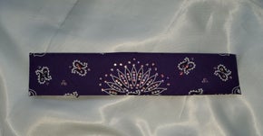 Narrow Purple Paisley Bandana with Aurora Borealis Austrian Crystals (Sku2480)