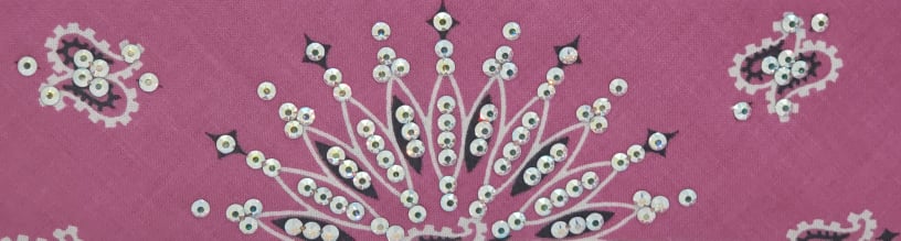 Narrow Magenta Paisley Bandana with Aurora Borealis Austrian Crystals (Sku2515)