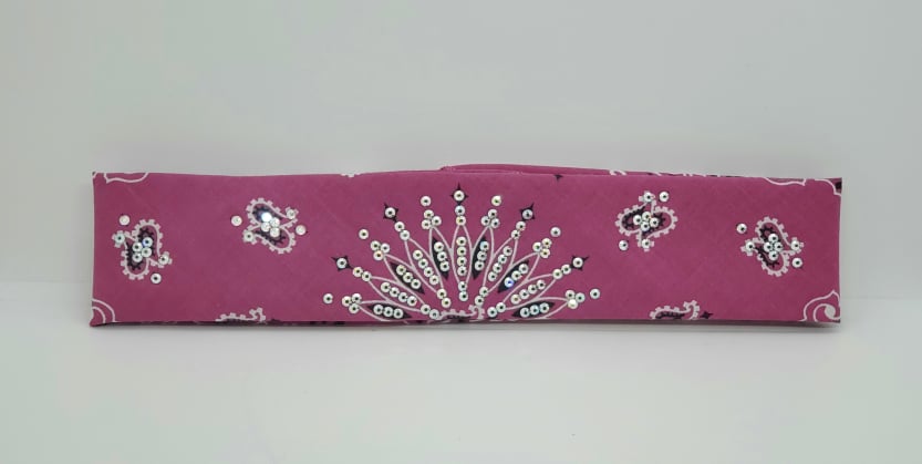 Narrow Magenta Paisley Bandana with Aurora Borealis Austrian Crystals (Sku2515)