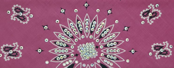 Magenta Paisley Bandana with Aurora Borealis Austrian Crystals (Sku2516)