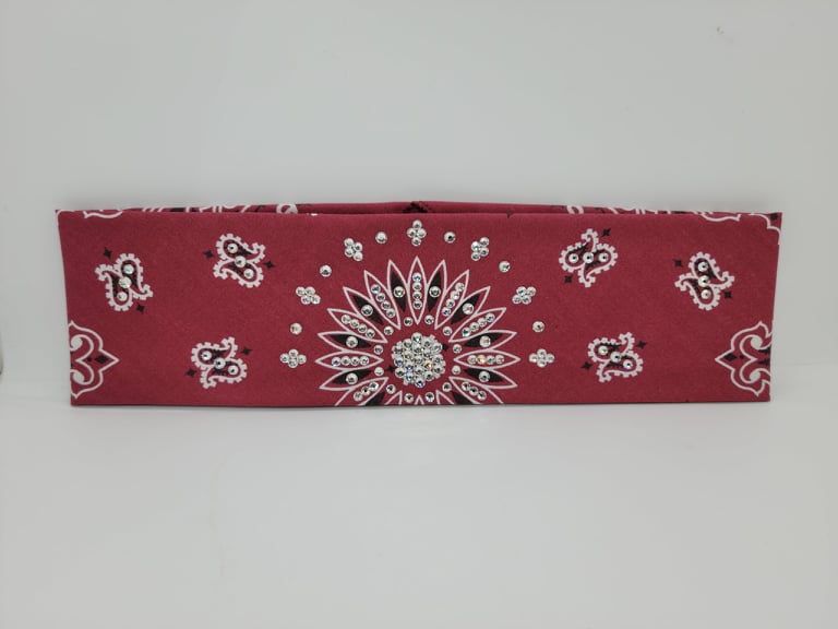 Dark Maroon Paisley with Diamond Clear Austrian Crystals (Sku2524)