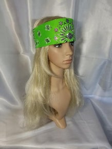 LeeAnnette Lime Green Paisley Bandana with Aurora Borealis and Light Green Swarovski Crystals (sku4064)